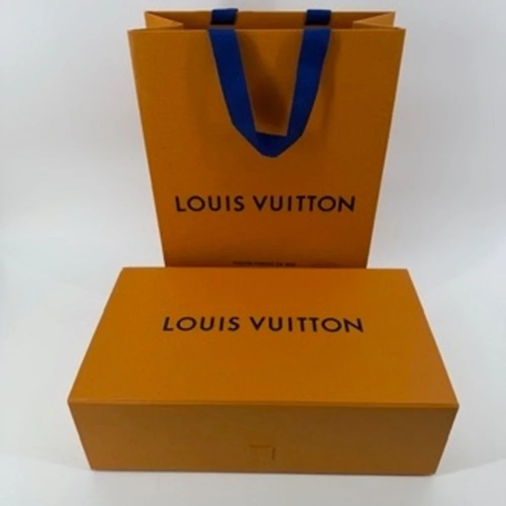 Louis Vuitton Large Magnetic Gift Box Shopping Bag and Ribbon Set Orange